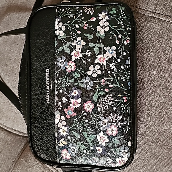KARL LAGERFELD Black/Floral Crossbody Purse - Picture 1 of 4